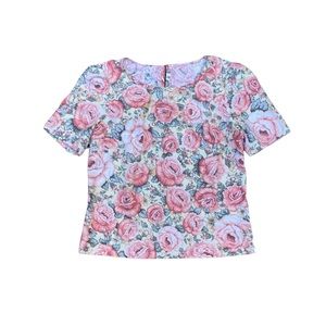 Vintage 80’s 90’s Floral Rose Cottagecore Puff Sleeve Blouse NOS